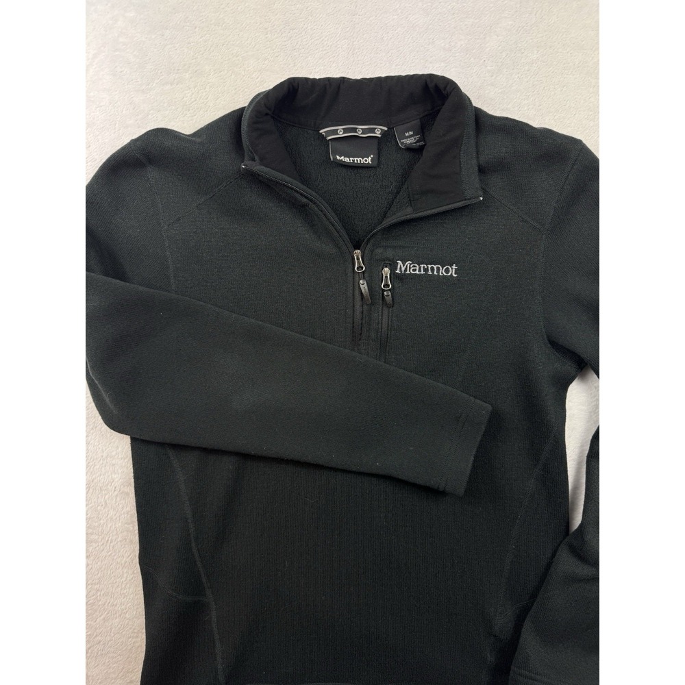 Marmot 1/4 Zip Fleece Pullover Mens M Black Outdoor Hiking Jacket